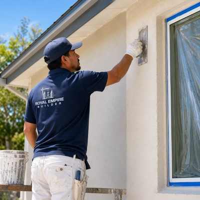 Skilled contractor doing exterior home renovation with clean finish