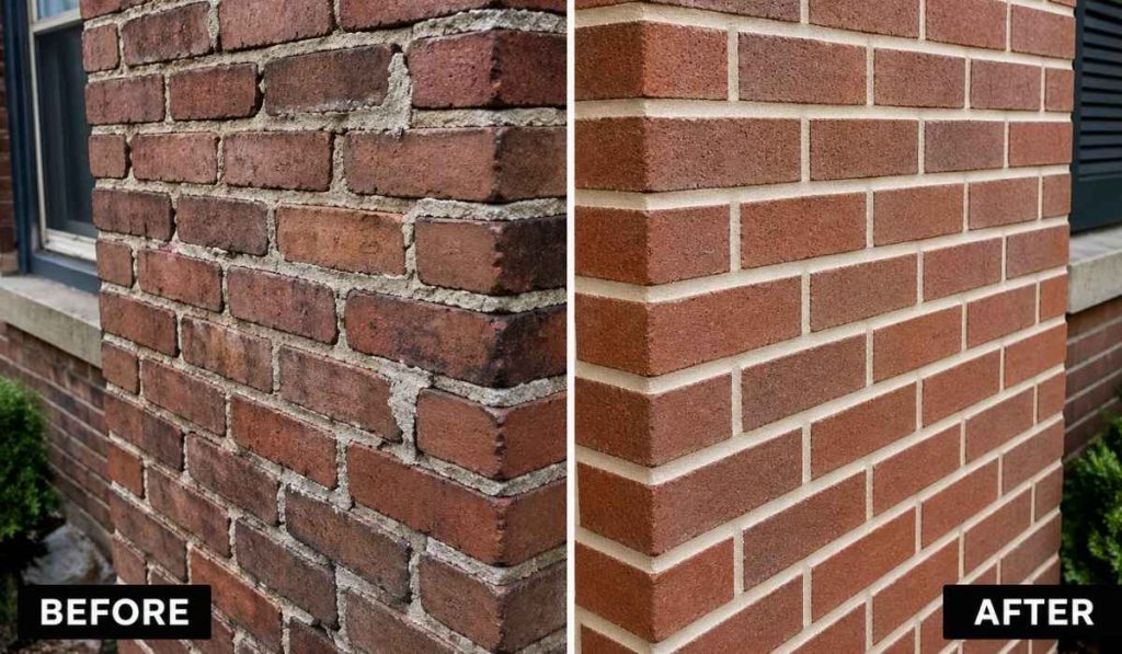 what is tuckpointing before and after brick wall repair